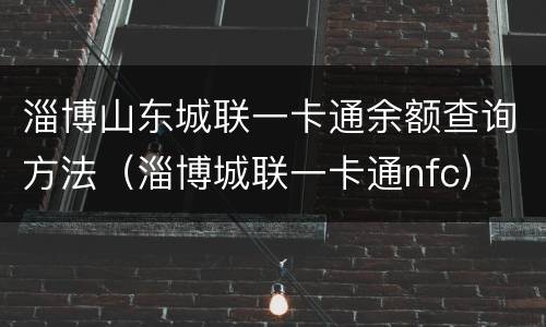 淄博山东城联一卡通余额查询方法（淄博城联一卡通nfc）
