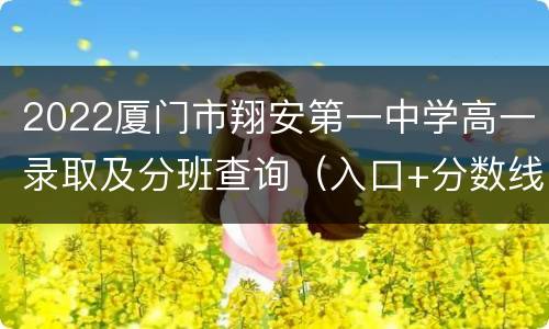 2022厦门市翔安第一中学高一录取及分班查询（入口+分数线）