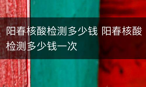 阳春核酸检测多少钱 阳春核酸检测多少钱一次