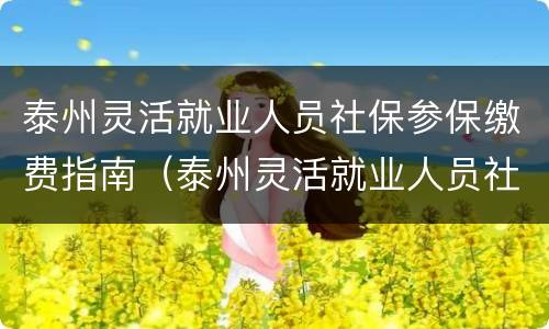 泰州灵活就业人员社保参保缴费指南（泰州灵活就业人员社保参保缴费指南电子版）