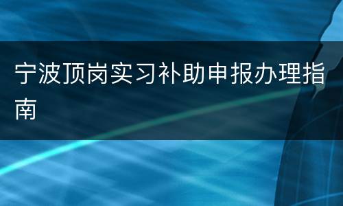 宁波顶岗实习补助申报办理指南