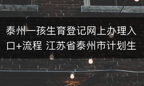泰州一孩生育登记网上办理入口+流程 江苏省泰州市计划生育网上办事大厅