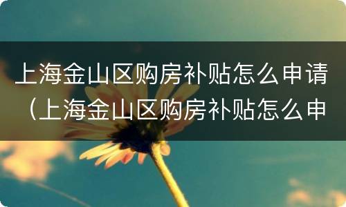 上海金山区购房补贴怎么申请（上海金山区购房补贴怎么申请领取）