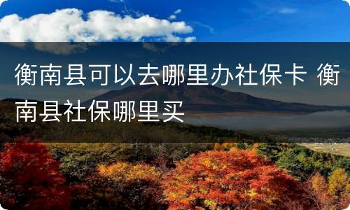 衡南县可以去哪里办社保卡 衡南县社保哪里买