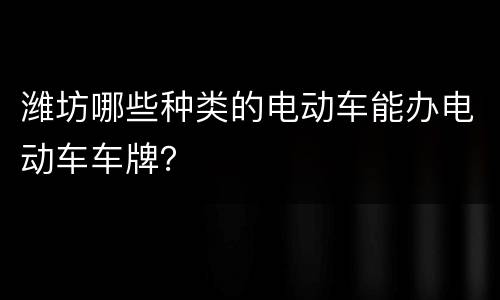 潍坊哪些种类的电动车能办电动车车牌？