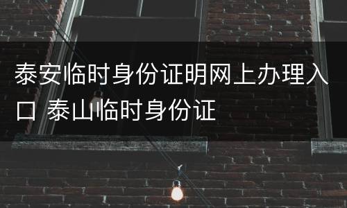 泰安临时身份证明网上办理入口 泰山临时身份证