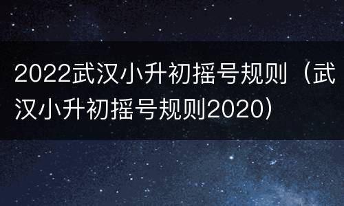 2022武汉小升初摇号规则（武汉小升初摇号规则2020）