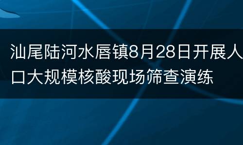 汕尾陆河水唇镇8月28日开展人口大规模核酸现场筛查演练
