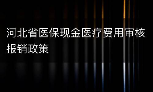河北省医保现金医疗费用审核报销政策