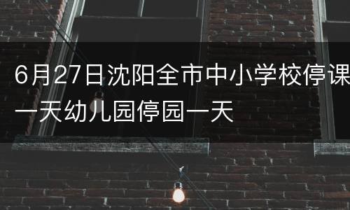 6月27日沈阳全市中小学校停课一天幼儿园停园一天
