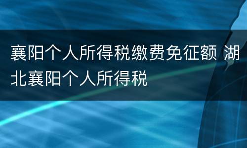 襄阳个人所得税缴费免征额 湖北襄阳个人所得税