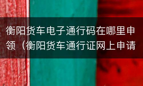 衡阳货车电子通行码在哪里申领（衡阳货车通行证网上申请）
