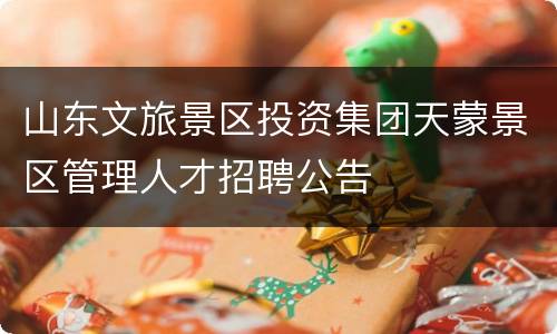 山东文旅景区投资集团天蒙景区管理人才招聘公告