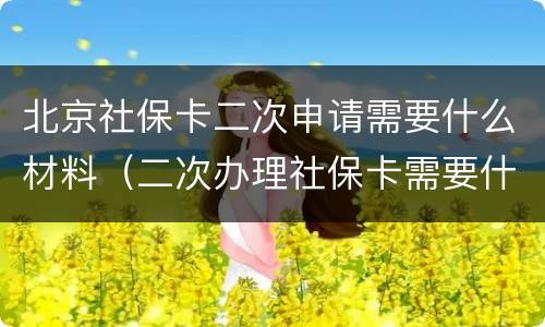 北京社保卡二次申请需要什么材料（二次办理社保卡需要什么资料）