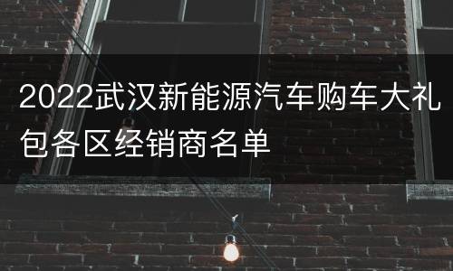 2022武汉新能源汽车购车大礼包各区经销商名单