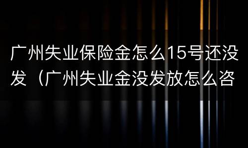广州失业保险金怎么15号还没发（广州失业金没发放怎么咨询）