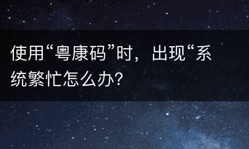 使用“粤康码”时，出现“系统繁忙怎么办？