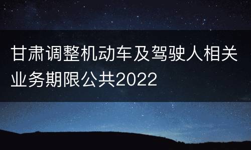 甘肃调整机动车及驾驶人相关业务期限公共2022