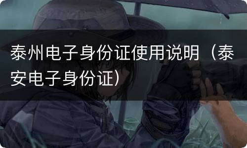 泰州电子身份证使用说明（泰安电子身份证）