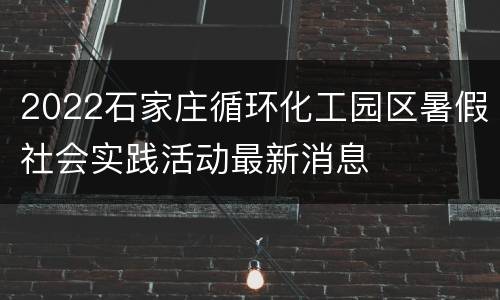 2022石家庄循环化工园区暑假社会实践活动最新消息