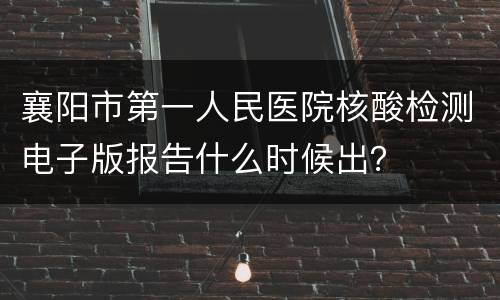 襄阳市第一人民医院核酸检测电子版报告什么时候出？