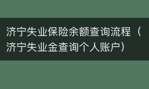 济宁失业保险余额查询流程（济宁失业金查询个人账户）