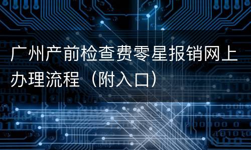 广州产前检查费零星报销网上办理流程（附入口）