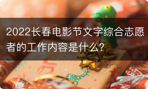 2022长春电影节文字综合志愿者的工作内容是什么？
