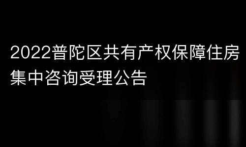 2022普陀区共有产权保障住房集中咨询受理公告