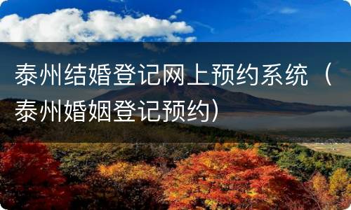 泰州结婚登记网上预约系统（泰州婚姻登记预约）