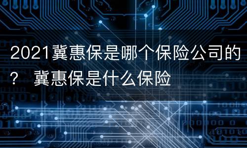 2021冀惠保是哪个保险公司的？ 冀惠保是什么保险