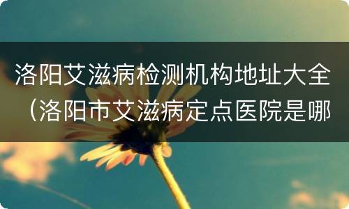 洛阳艾滋病检测机构地址大全（洛阳市艾滋病定点医院是哪里）