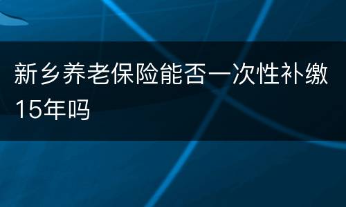 新乡养老保险能否一次性补缴15年吗