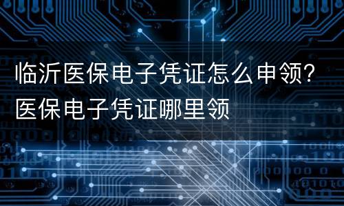 临沂医保电子凭证怎么申领? 医保电子凭证哪里领