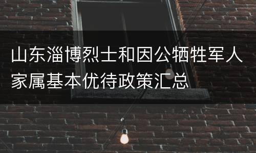 山东淄博烈士和因公牺牲军人家属基本优待政策汇总