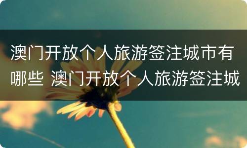 澳门开放个人旅游签注城市有哪些 澳门开放个人旅游签注城市有哪些要求