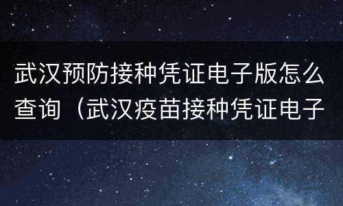 武汉预防接种凭证电子版怎么查询（武汉疫苗接种凭证电子版怎么查）