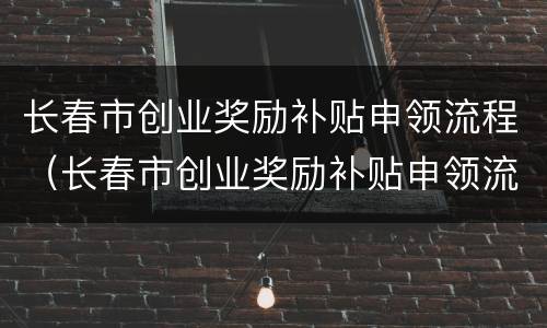 长春市创业奖励补贴申领流程（长春市创业奖励补贴申领流程及时间）