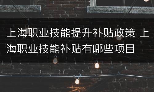 上海职业技能提升补贴政策 上海职业技能补贴有哪些项目