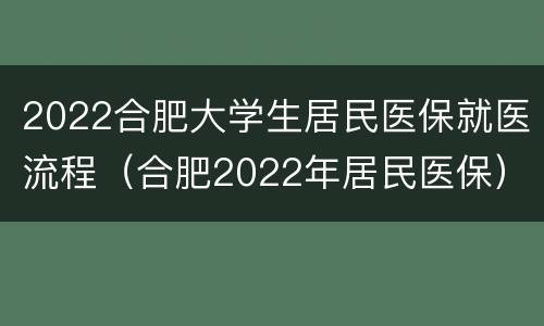 2022合肥大学生居民医保就医流程（合肥2022年居民医保）