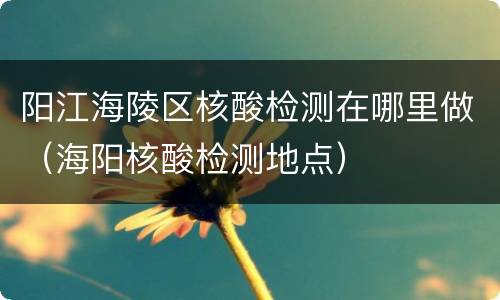 阳江海陵区核酸检测在哪里做（海阳核酸检测地点）