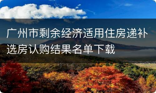 广州市剩余经济适用住房递补选房认购结果名单下载