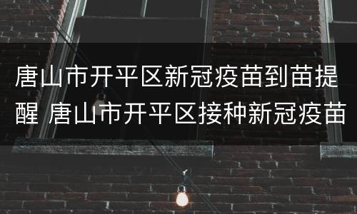 唐山市开平区新冠疫苗到苗提醒 唐山市开平区接种新冠疫苗