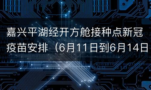 嘉兴平湖经开方舱接种点新冠疫苗安排（6月11日到6月14日）