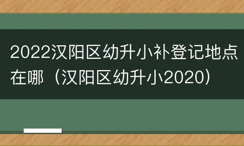 2022汉阳区幼升小补登记地点在哪（汉阳区幼升小2020）