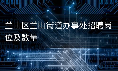 兰山区兰山街道办事处招聘岗位及数量