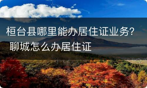 桓台县哪里能办居住证业务？ 聊城怎么办居住证