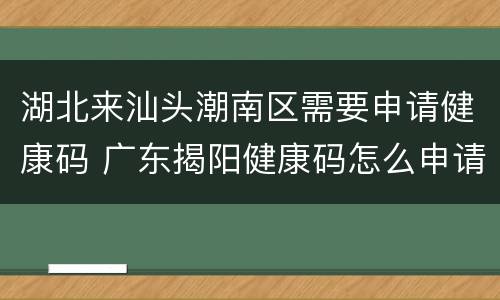 湖北来汕头潮南区需要申请健康码 广东揭阳健康码怎么申请