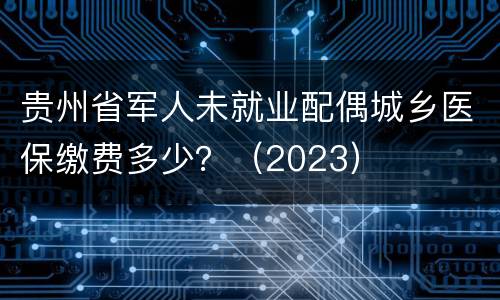 贵州省军人未就业配偶城乡医保缴费多少？（2023）