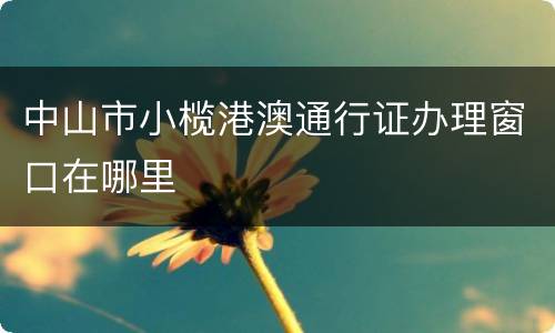 中山市小榄港澳通行证办理窗口在哪里
